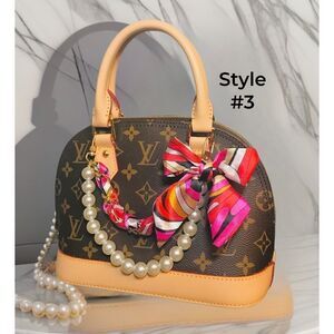 Large Pearl Charm W/Silk scarf Bow STYLE#3